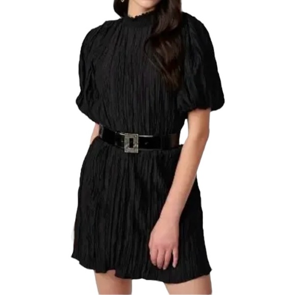 Karl Lagerfeld Dresses & Skirts - Karl Lagerfeld Acordian Balloon Elbow-Length Sleeves Black Midi Dress